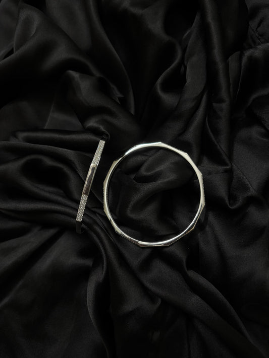 Geometric trendy Diamond silver Bangle