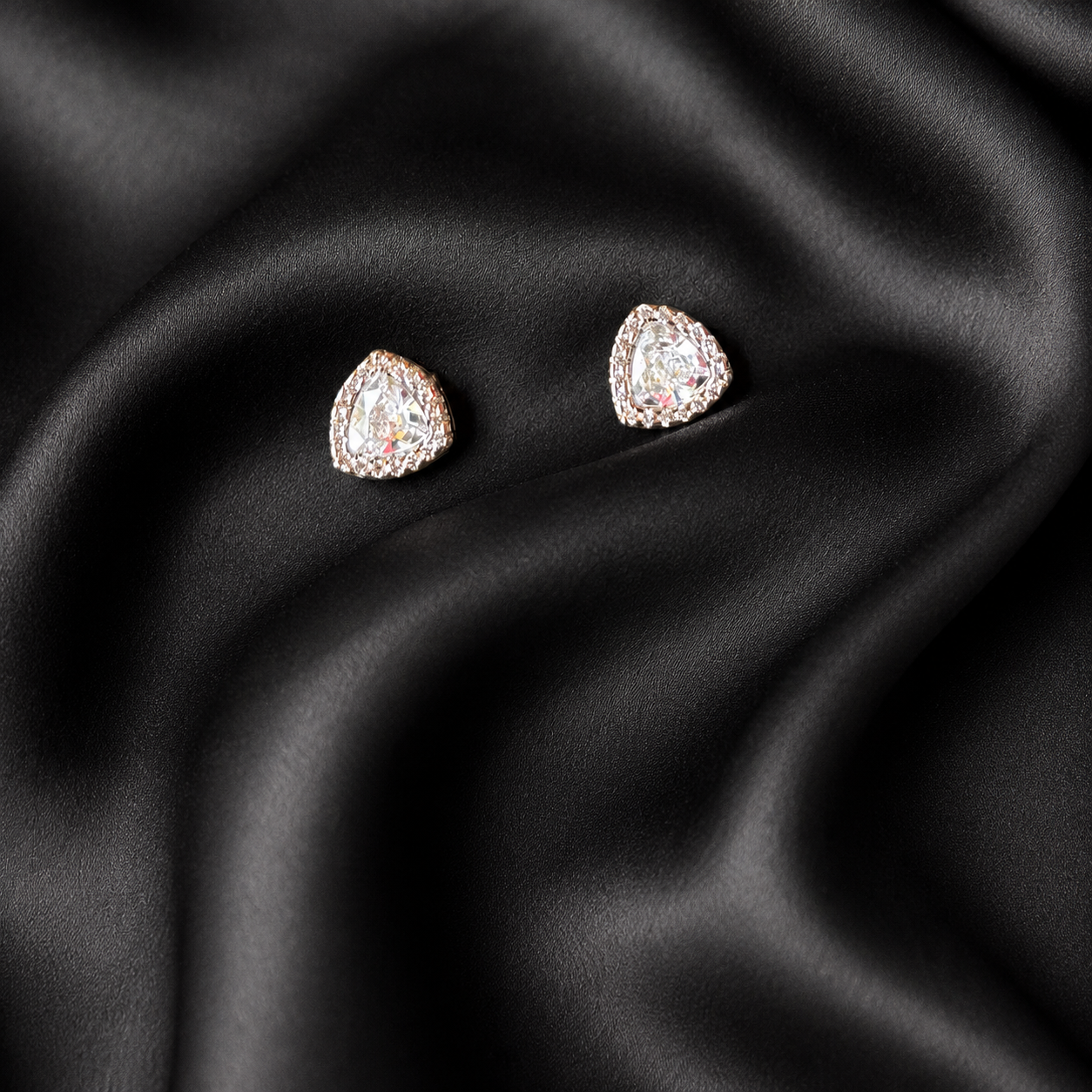 Zircon Triangular Silver Earrings