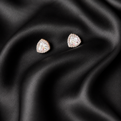 Zircon Triangular Silver Earrings