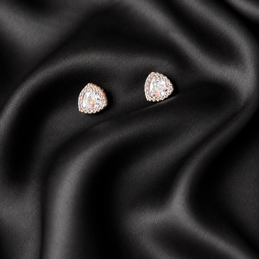 Zircon Triangular Silver Earrings