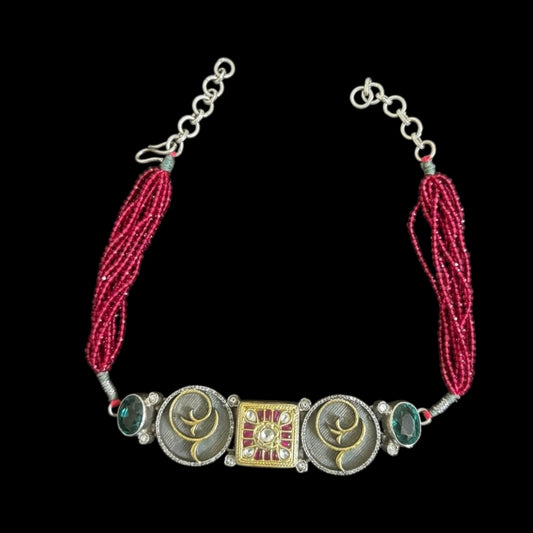 Handmade kundan Fusion Silver Necklace