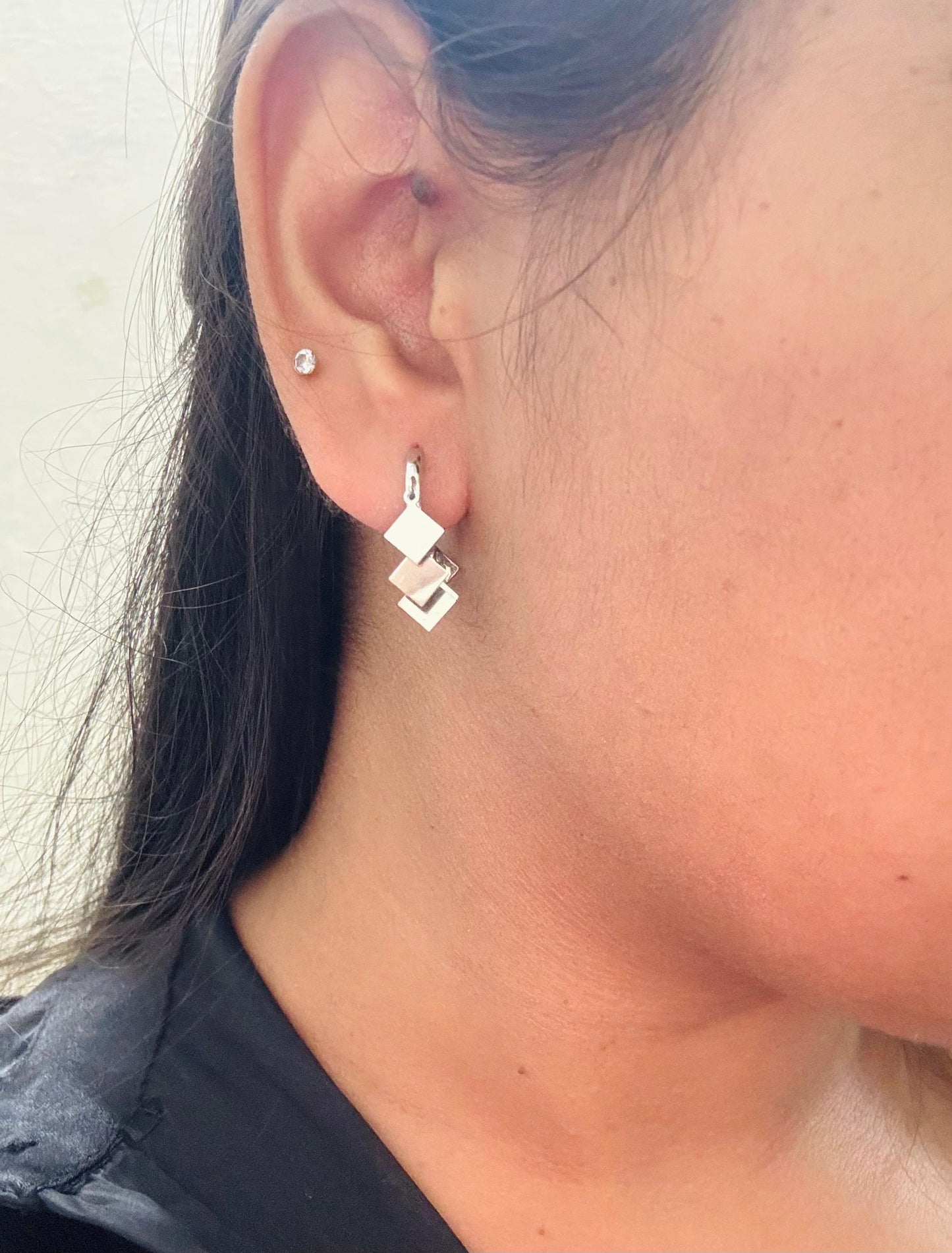 Diamond Charms Dangling 925 silver earring