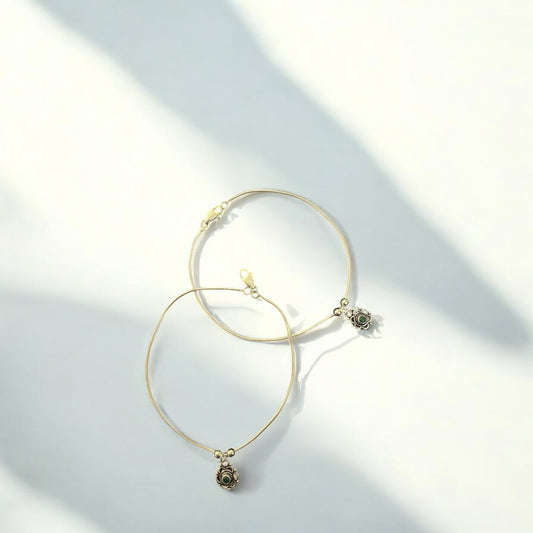 Floral Charm oxidised Anklet