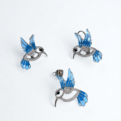 Aqua Hummingbird Pendant set