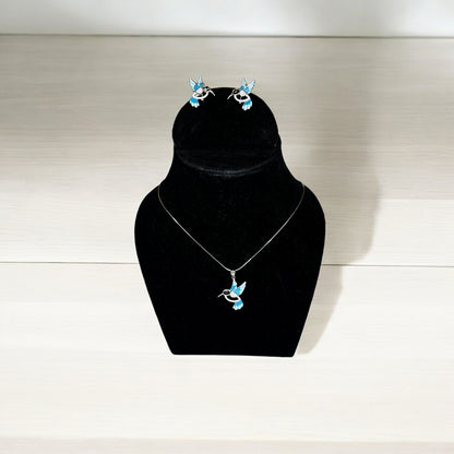 Aqua Hummingbird Pendant set