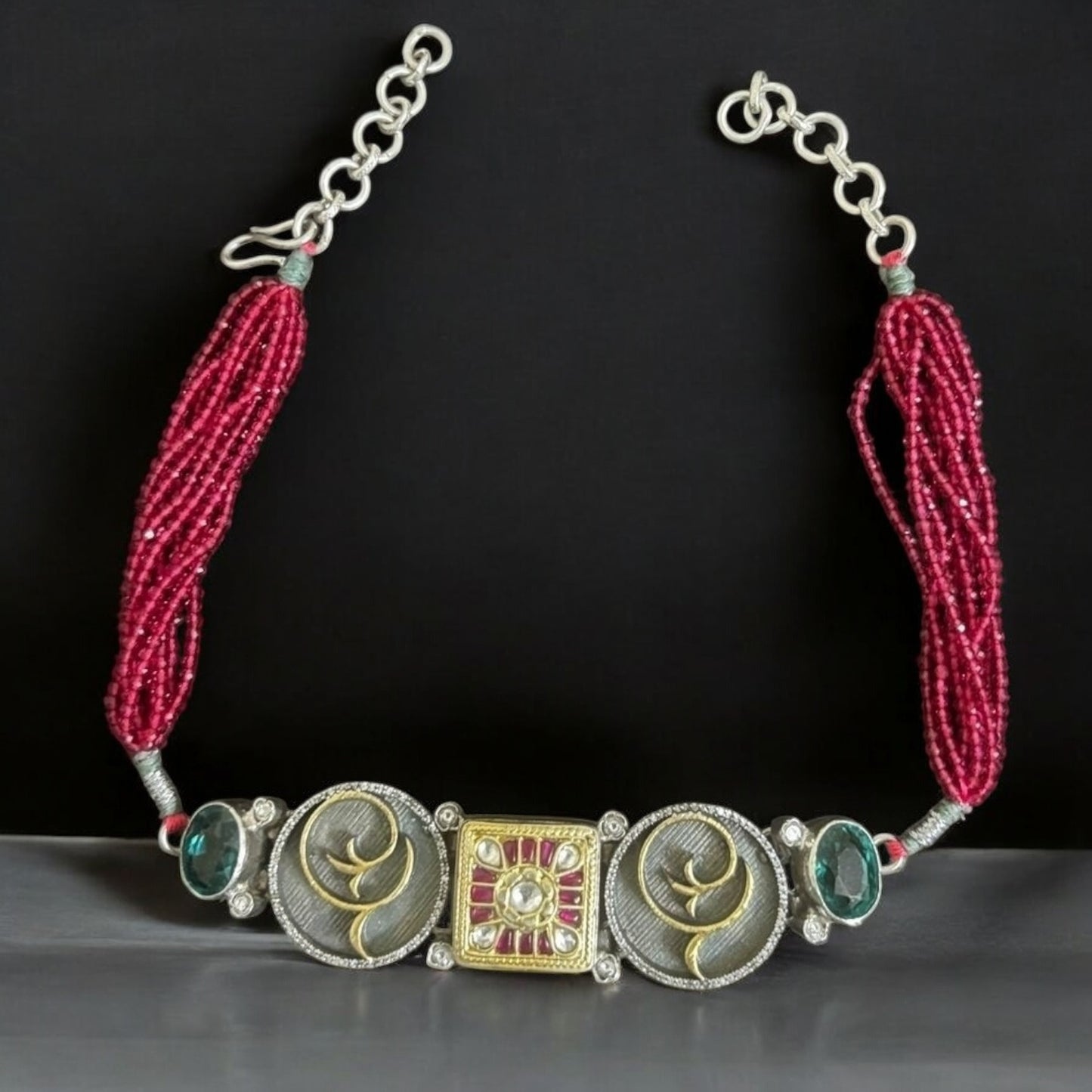 Handmade kundan Fusion Silver Necklace