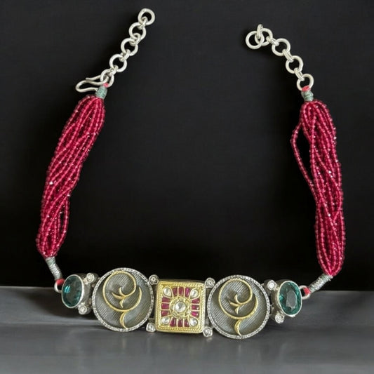 Handmade kundan Fusion Silver Necklace