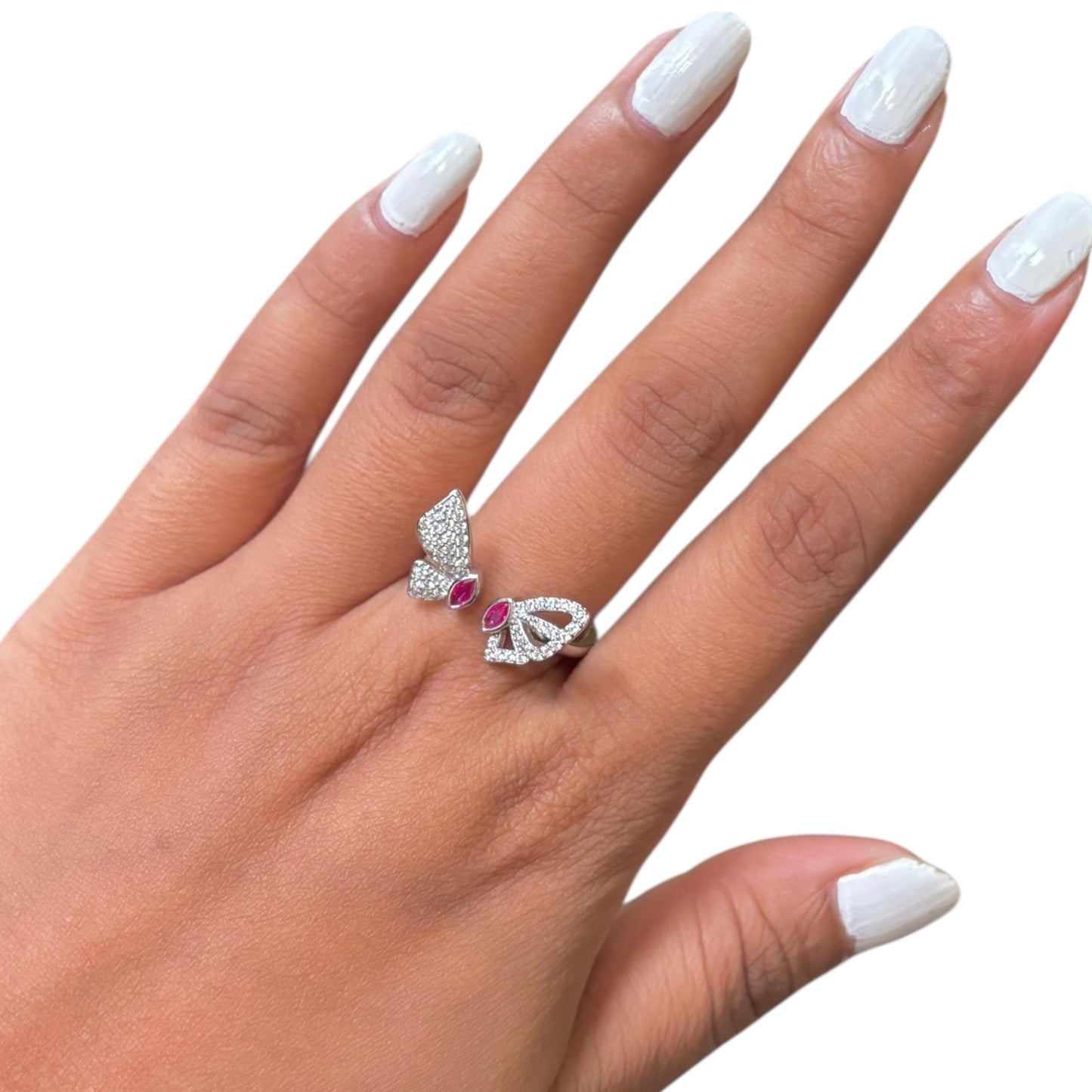 Adjustable butterfly Silver ring