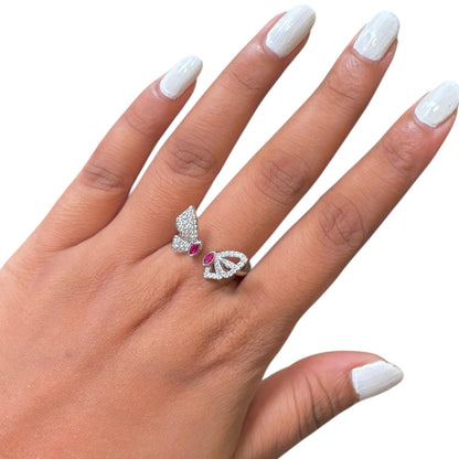 Adjustable butterfly Silver ring