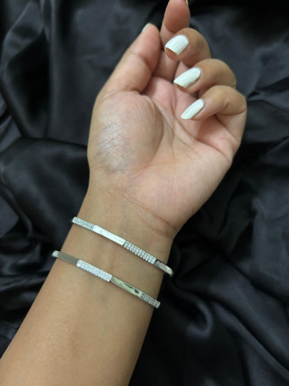 Geometric trendy Diamond silver Bangle
