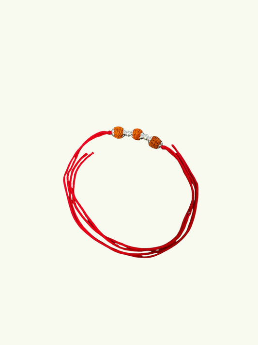 3 Rudraksh silver Rakhi