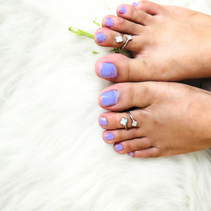Flower MOP front open premium toe ring with CZ stone