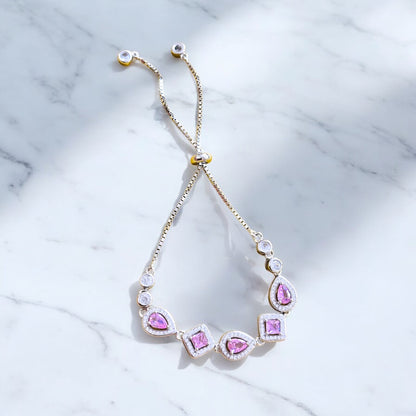 Baby Pink Stone Silver Bracelet