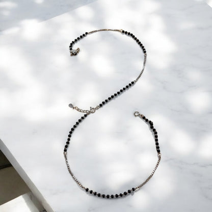 Black bead elegant silver payal