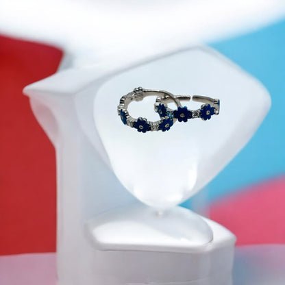 Blue Flower CZ toe ring