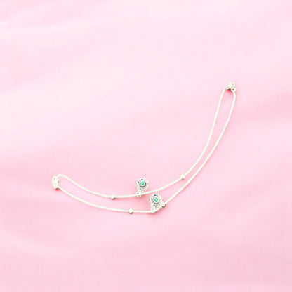 Floral Charm oxidised Anklet