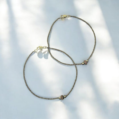 Red beads oxidised anklet