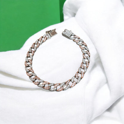 CZ Fusion Cuban Dual shade Men’s silver  Bracelet
