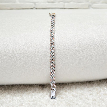 CZ Fusion Cuban Dual shade Men’s silver  Bracelet