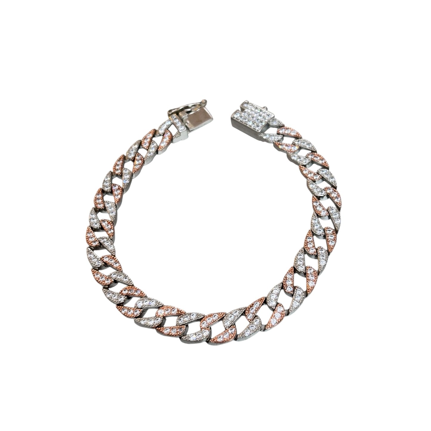 CZ Fusion Cuban Dual shade Men’s silver  Bracelet