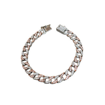 CZ Fusion Cuban Dual shade Men’s silver  Bracelet