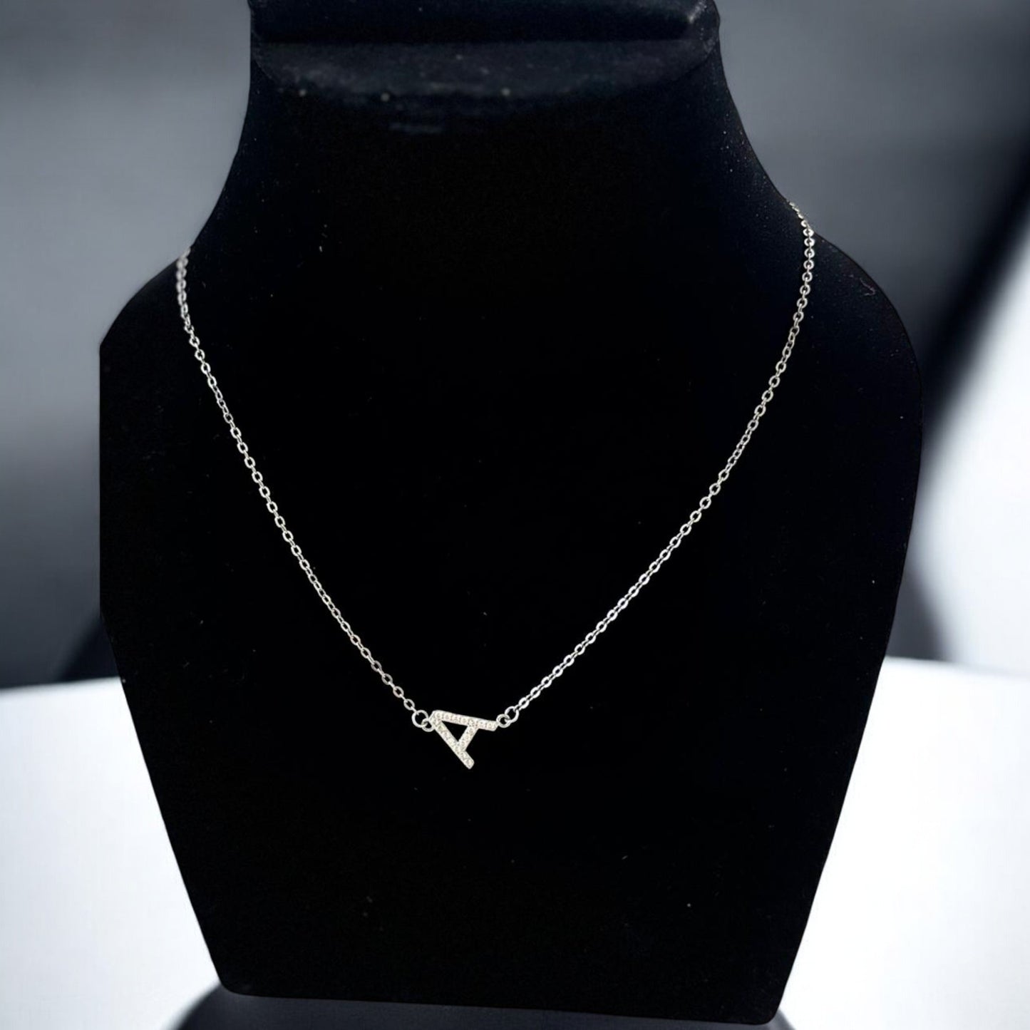 'A' Initial silver Pendant Chain