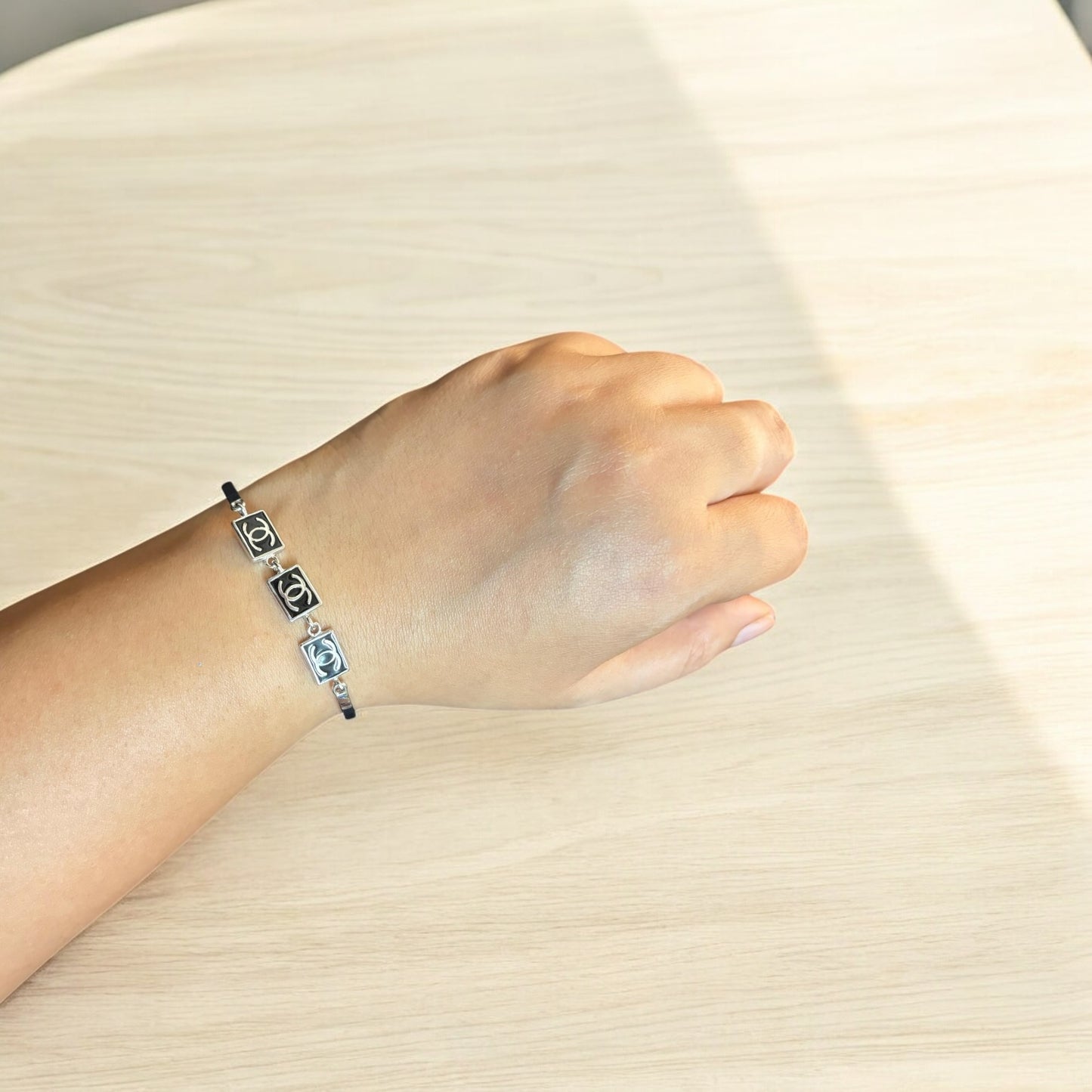 Chanel Vintage Solid Silver Bracelet