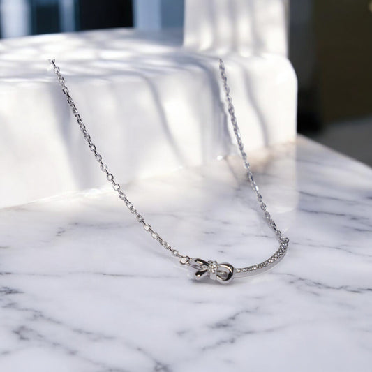 Classic Silver Bow Necklace