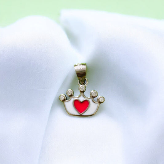 Colorful Heart Crown Kids silver Pendent