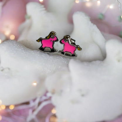Colorful Horse Kids Silver Earring