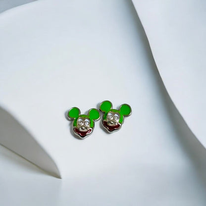 Colorful Mickey Kids Silver Earring