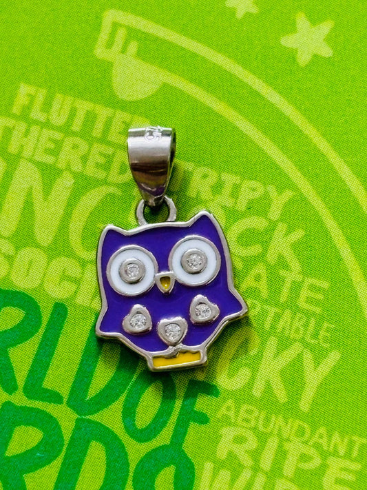 Colorful Owl Kids Silver Pendent