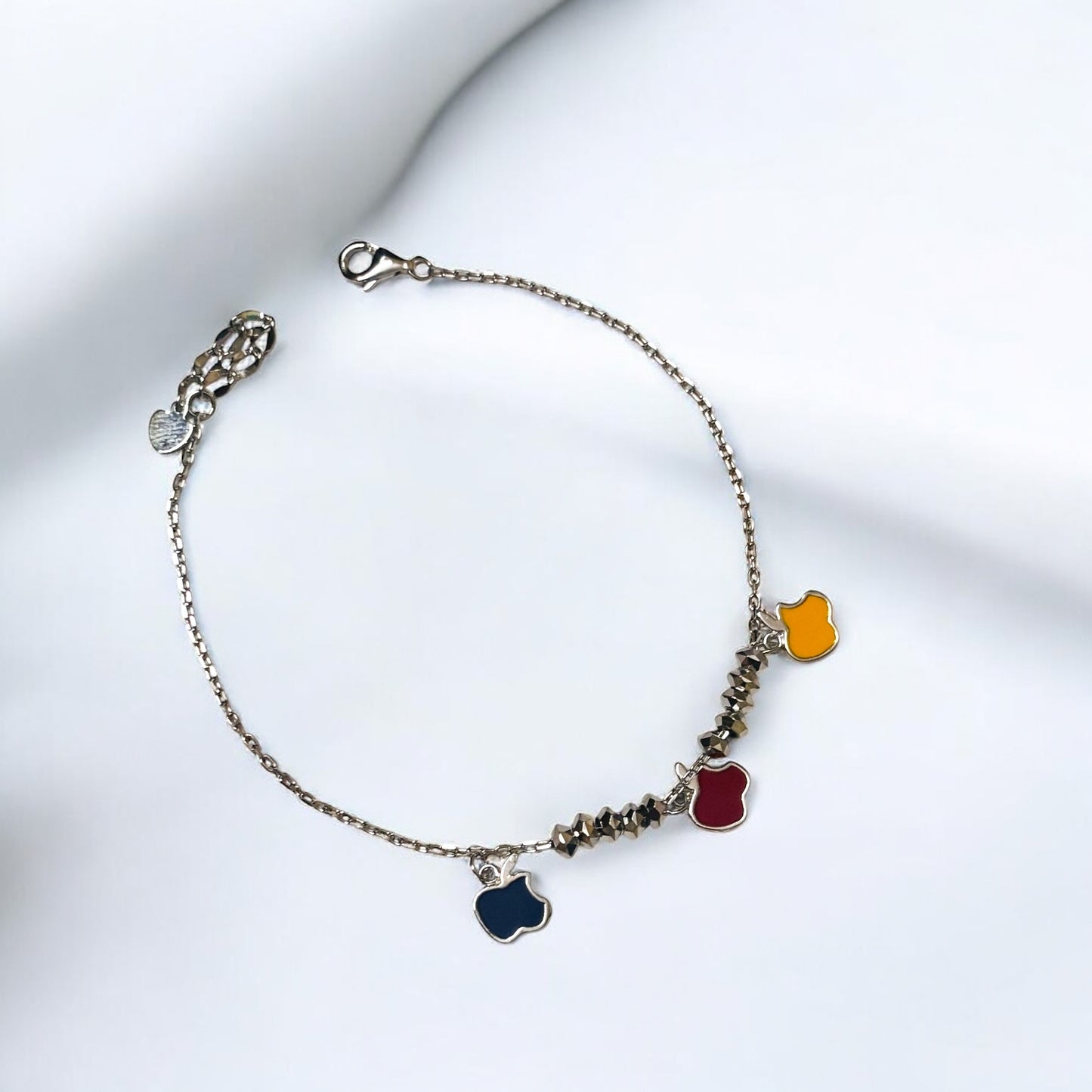 Colorful apple charm minimal bracelet