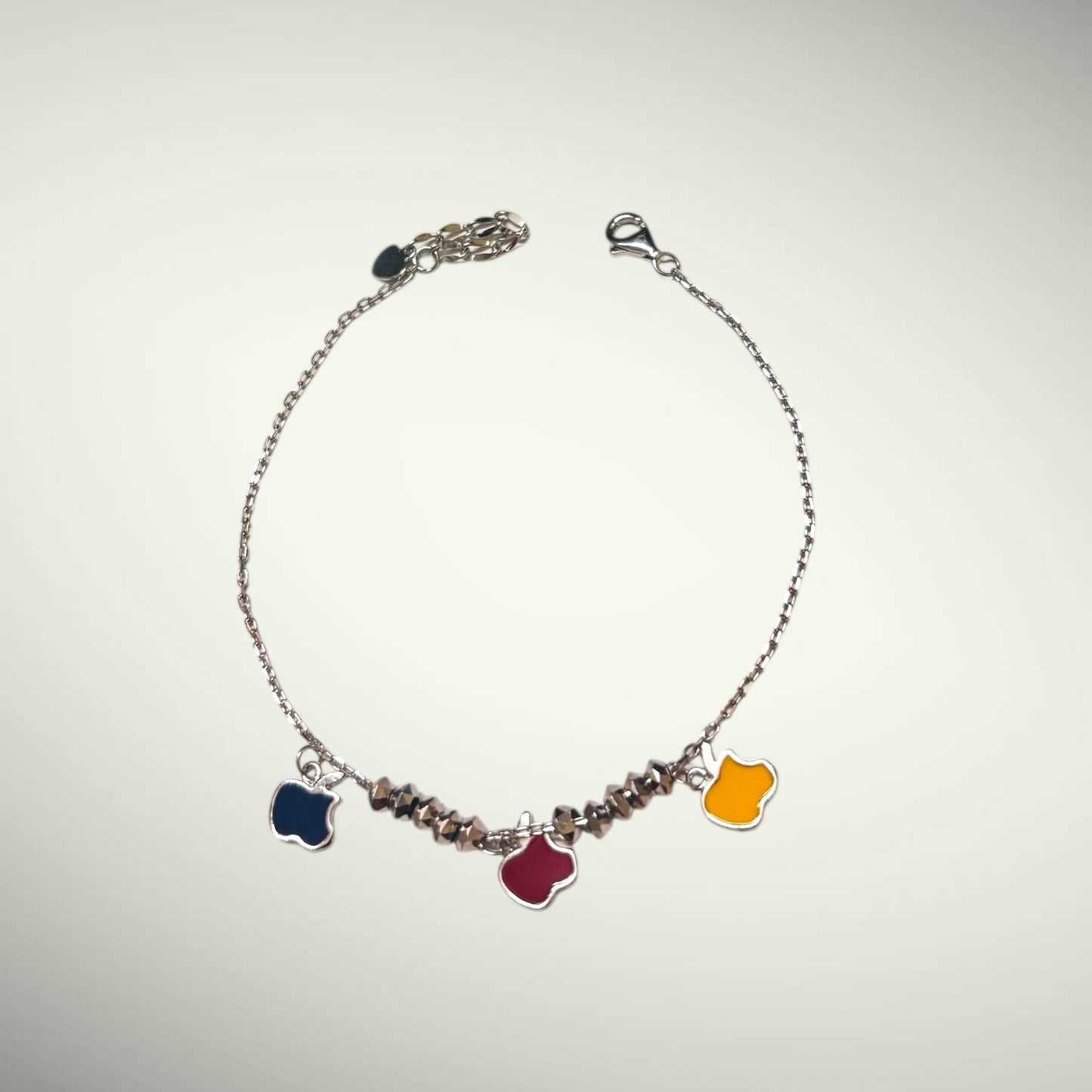 Colorful apple charm minimal bracelet