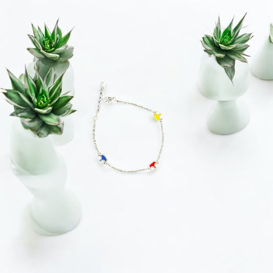 Colorful crown charm minimal bracelet