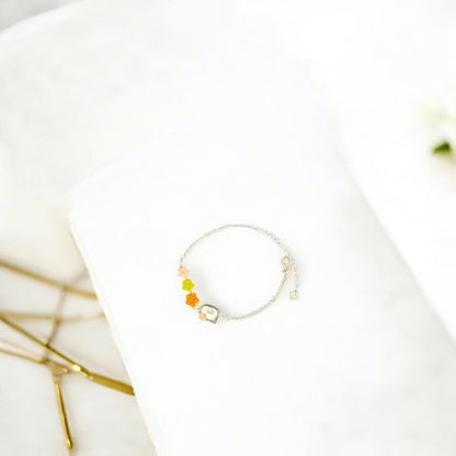 Colorful kitten Silver bracelet