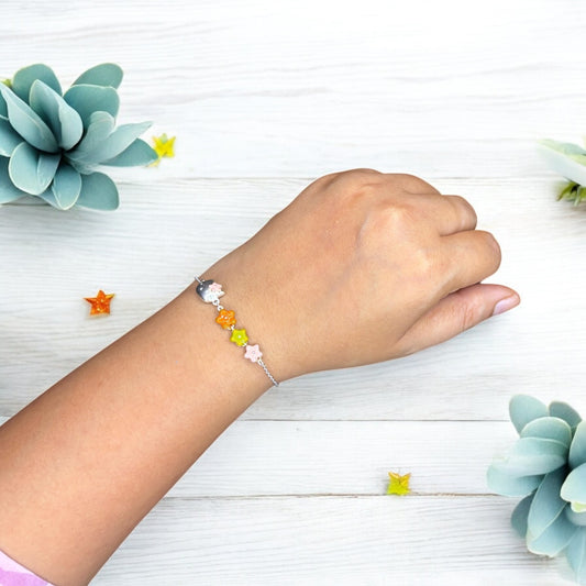 Colorful kitten Silver bracelet