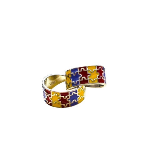 Colorful puzzle graffiti enamel toe ring