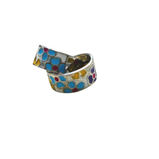 Colorful stone graffiti toe ring