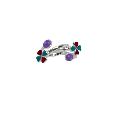 Colourful flower enamel front open toe ring