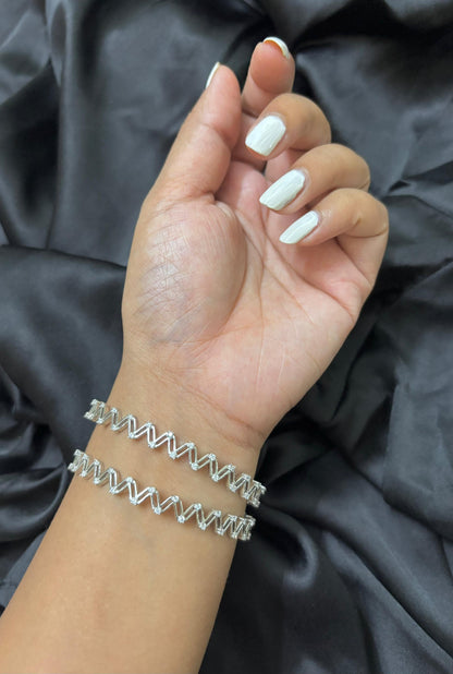 Cris Cross Diamond Silver bangle