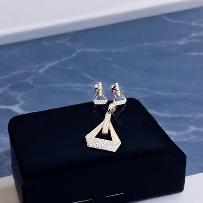 Cross Boat CZ Pendant Set