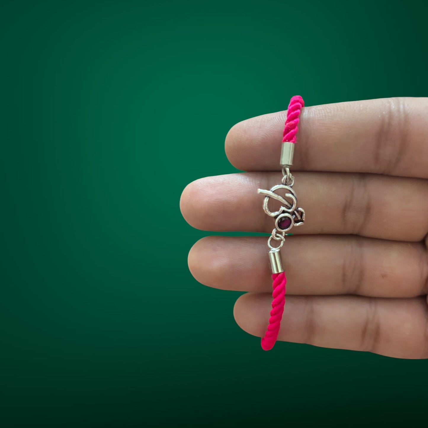 Modern Om Threaded Oxidised Rakhi