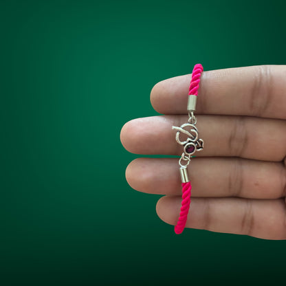 Modern Om Threaded Oxidised Rakhi