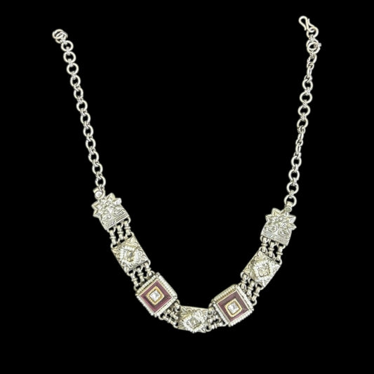 Ethnic gemstone silver Oxidised Necklace