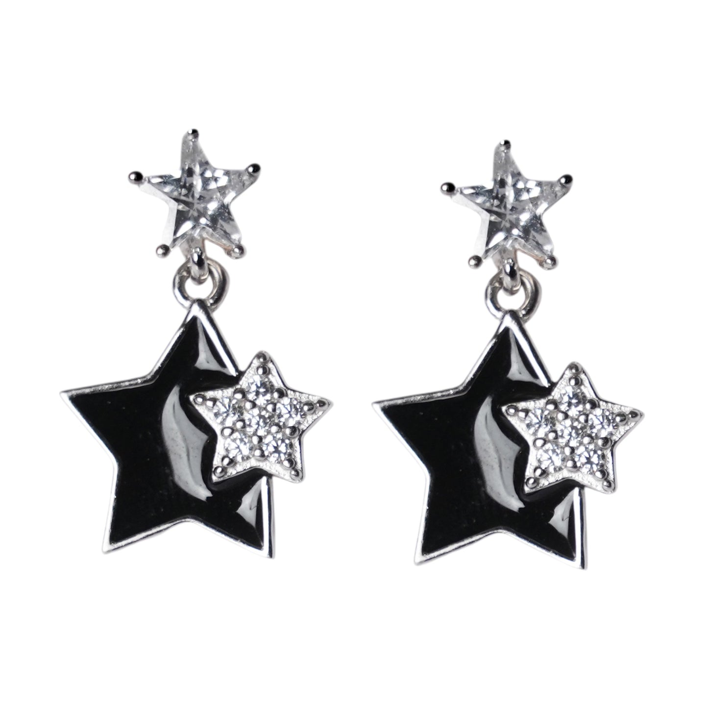 Starlight Classic Black Silver Earring