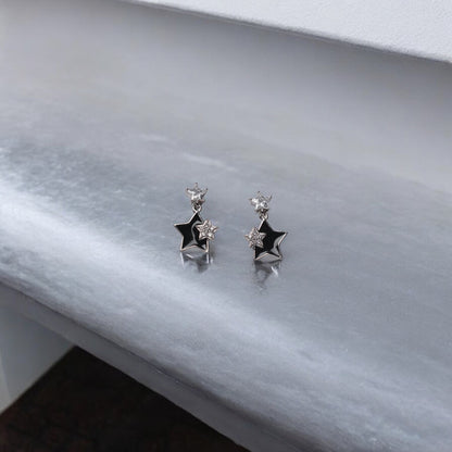 Starlight Classic Black Silver Earring