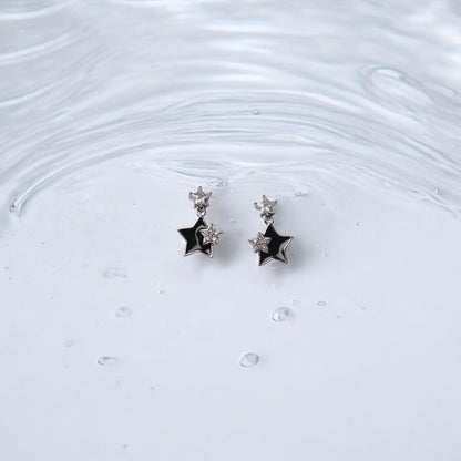 Starlight Classic Black Silver Earring