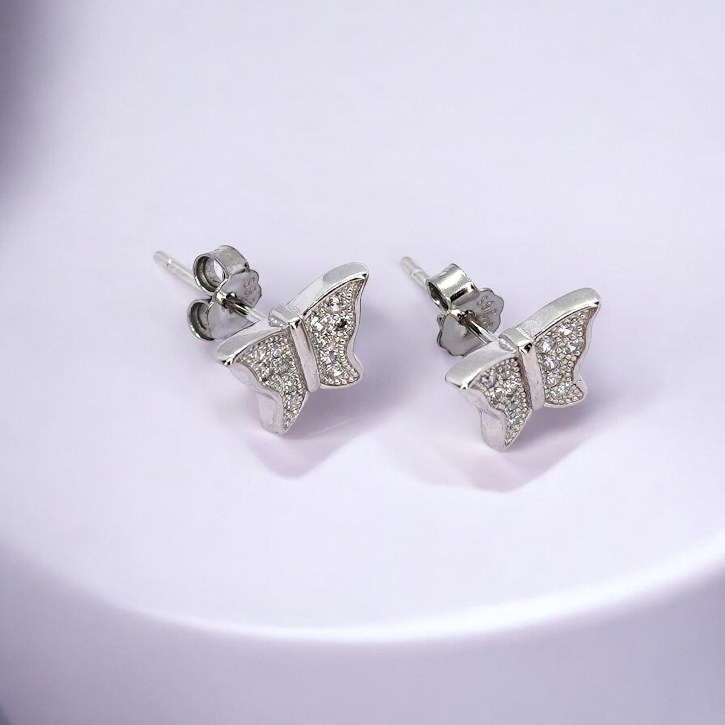 Sparkling Butterfly Minimalist Sterling Silver Earring