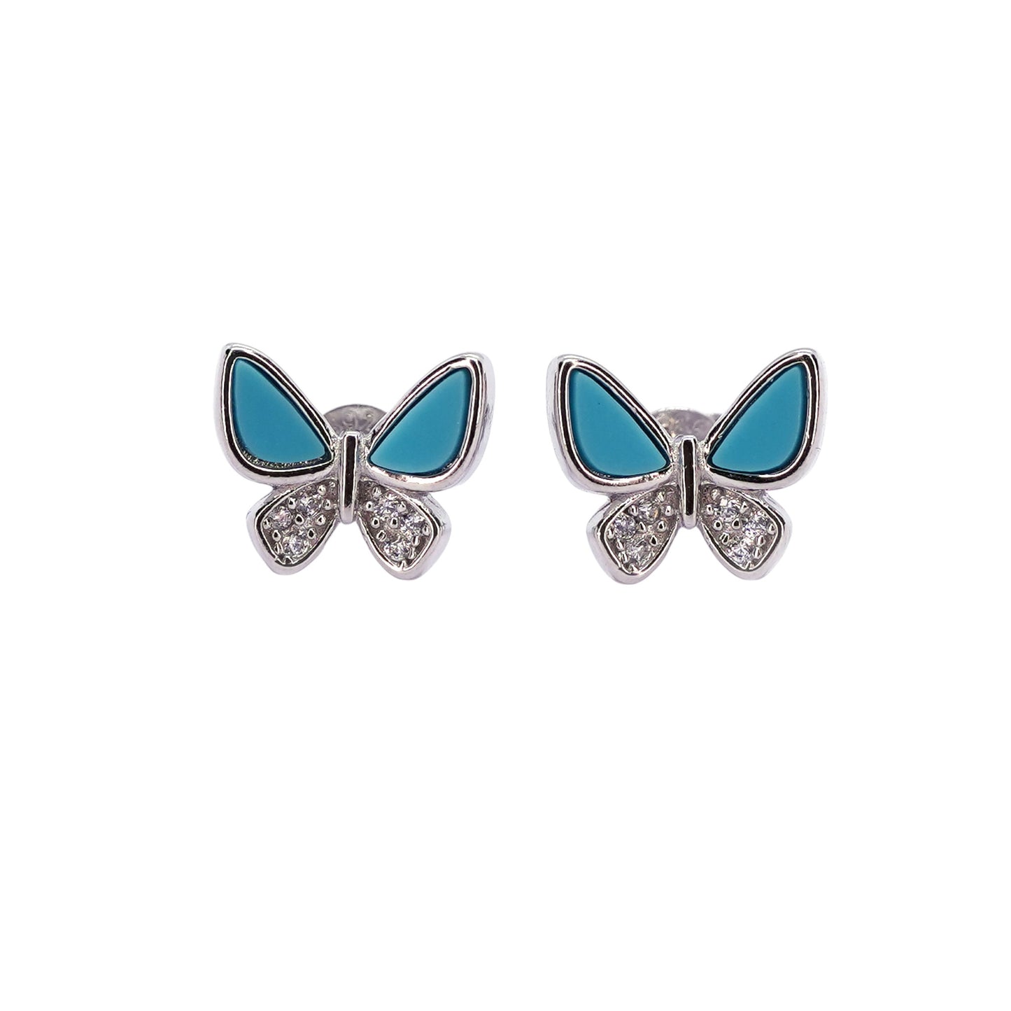 Cute blue butterfly shaped sterling silver earring